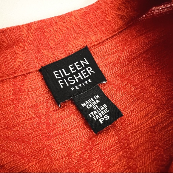 Eileen Fisher Linen-Blend Button-Front Imperial Collar Jacket | Size S/P - Picture 8 of 8